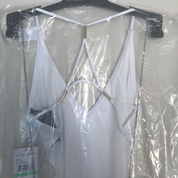 VINCE CAMUTO Swim White Strappy Plunge Swimsuit - Picture 8 of 8